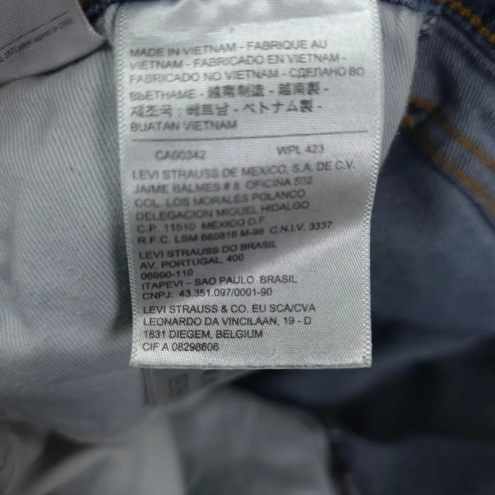 Levi 511 Jeans Mens W34 L34 Blue Slim Fit Denim High Rise Distressed Grunge